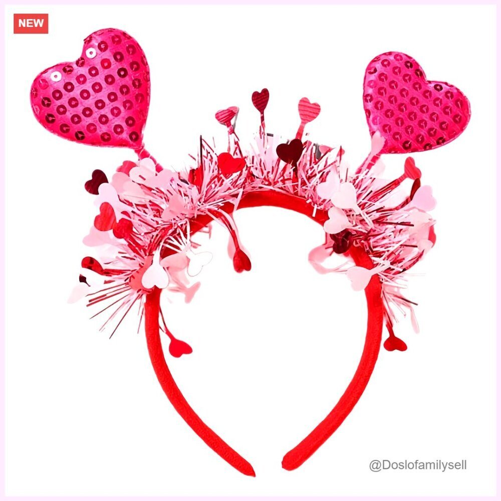 Sequin Heart Headband Hair Accessory Glitter Festive Holiday Party Wear